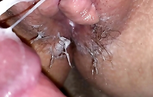 Extreme close-up fucking with the addition of stuffing wife's cunt with hot with the addition of eleemosynary cum