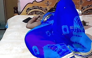 Indian bhabi  wear blue  saree and fuck off out of one's mind devar