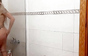 HOT Flaxen-haired STEPMOM CAUGHT IN THE SHOWER AND SUCKS COCK