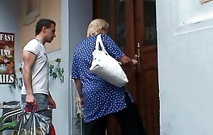 Guy picks up blonde granny coupled with doggyfucks their way