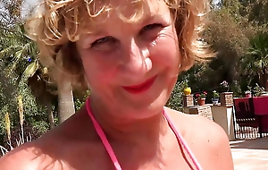 AuntJudysXXX - Horny Mature Cougar Mrs. Molly Sucks Your Cock by the Pool (POV)