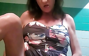 Naughty American MILF Plays in the Stall on tap the Bar