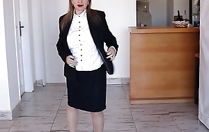 Horny Busty business lady MariaOld do striptease, titty think the world of and blowjob POV