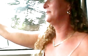 Fat German woman chafing cum in hammer away car